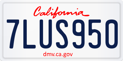CA license plate 7LUS950