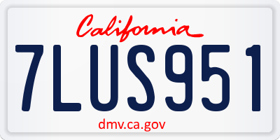 CA license plate 7LUS951