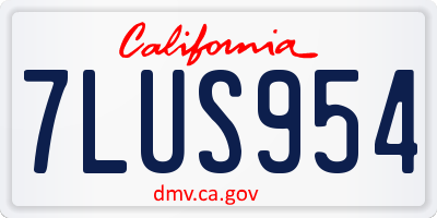 CA license plate 7LUS954