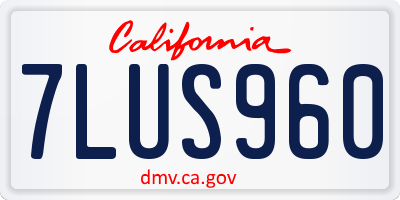 CA license plate 7LUS960