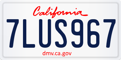 CA license plate 7LUS967