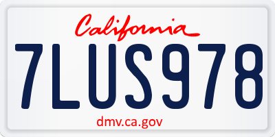 CA license plate 7LUS978