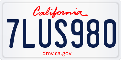 CA license plate 7LUS980