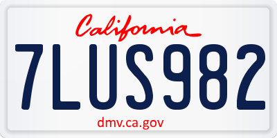 CA license plate 7LUS982