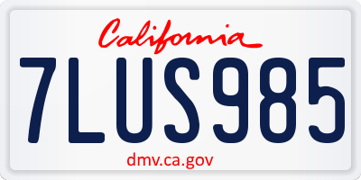 CA license plate 7LUS985