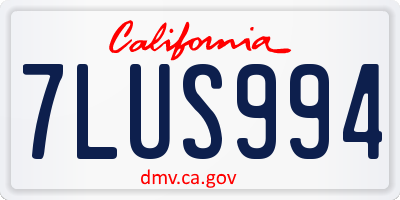 CA license plate 7LUS994