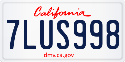 CA license plate 7LUS998