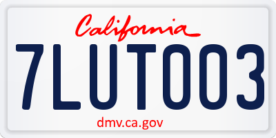 CA license plate 7LUT003