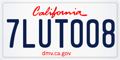 CA license plate 7LUT008