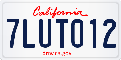 CA license plate 7LUT012