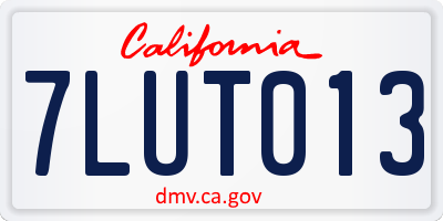 CA license plate 7LUT013