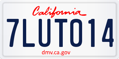 CA license plate 7LUT014