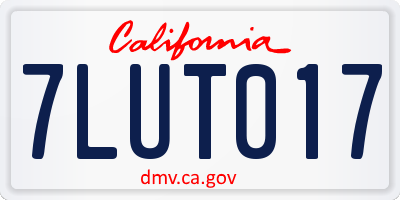 CA license plate 7LUT017
