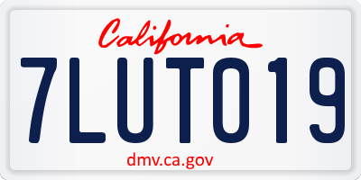 CA license plate 7LUT019