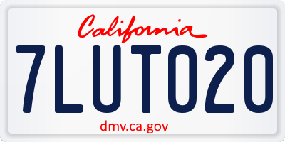 CA license plate 7LUT020