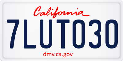 CA license plate 7LUT030