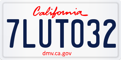 CA license plate 7LUT032