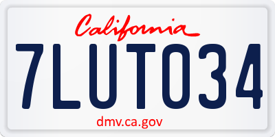 CA license plate 7LUT034