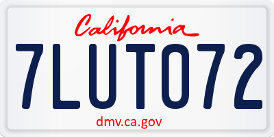 CA license plate 7LUT072