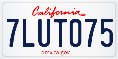 CA license plate 7LUT075