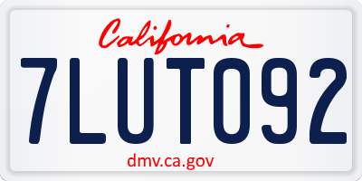 CA license plate 7LUT092