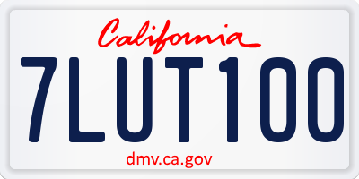 CA license plate 7LUT100