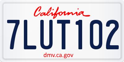 CA license plate 7LUT102