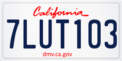 CA license plate 7LUT103