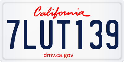 CA license plate 7LUT139