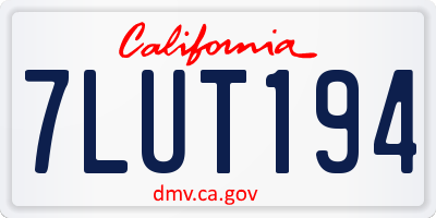CA license plate 7LUT194