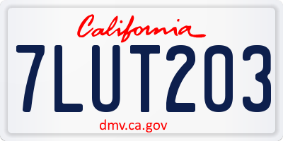 CA license plate 7LUT203