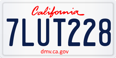 CA license plate 7LUT228