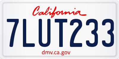 CA license plate 7LUT233
