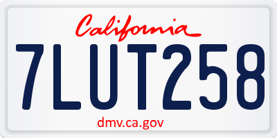 CA license plate 7LUT258