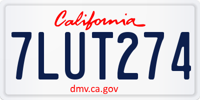 CA license plate 7LUT274