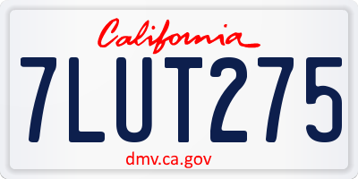 CA license plate 7LUT275