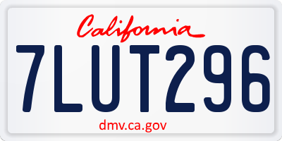 CA license plate 7LUT296