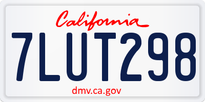 CA license plate 7LUT298