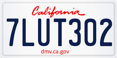 CA license plate 7LUT302