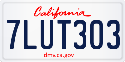 CA license plate 7LUT303