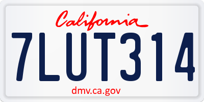 CA license plate 7LUT314