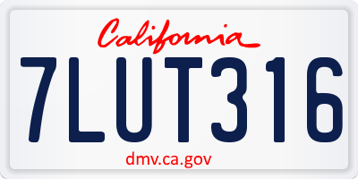 CA license plate 7LUT316