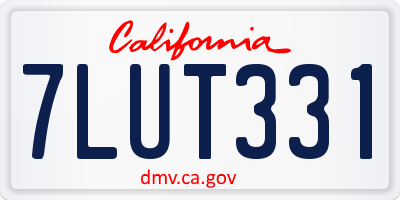 CA license plate 7LUT331