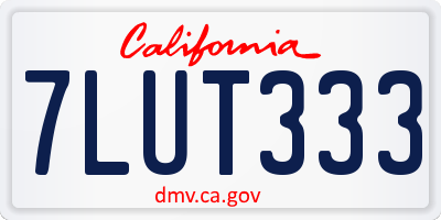 CA license plate 7LUT333