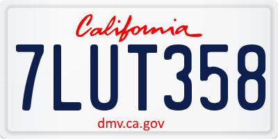 CA license plate 7LUT358