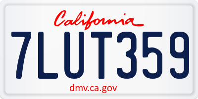 CA license plate 7LUT359