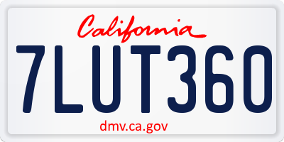CA license plate 7LUT360