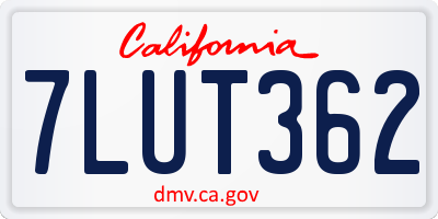 CA license plate 7LUT362