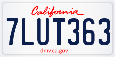 CA license plate 7LUT363