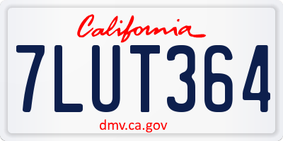 CA license plate 7LUT364